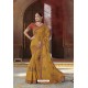 Mustard Tussar Silk Party Wear Designer Saree