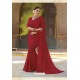 Red Chiffon Party Wear Designer Saree