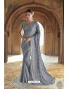 Grey Chiffon Party Wear Designer Saree