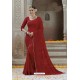 Perfect Red Chiffon Party Wear Designer Saree