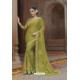 Olive Green Chiffon Party Wear Designer Saree