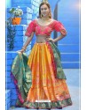 Yellow And Pink Designer Banarasi Silk Lehenga Choli