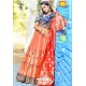 Orange And Navy Designer Banarasi Silk Lehenga Choli