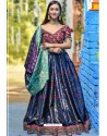 Navy And Maroon Designer Banarasi Silk Lehenga Choli