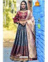 Blue And Maroon Designer Banarasi Silk Lehenga Choli