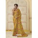 Yellow Embroidered Chiffon Party Wear Saree