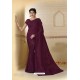 Wine Embroidered Chiffon Party Wear Saree