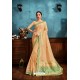 Cream Printed Casual Wear Chiffon Saree