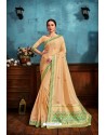 Cream Printed Casual Wear Chiffon Saree