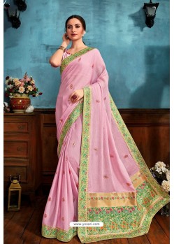 Pink Printed Casual Wear Chiffon Saree