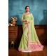 Sea Green Printed Casual Wear Chiffon Saree