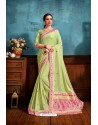 Sea Green Printed Casual Wear Chiffon Saree