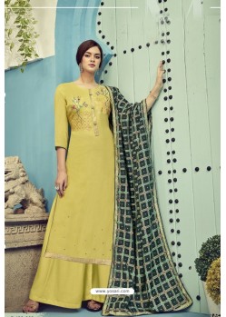 Yellow Pure Viscose Maslin Party Wear Palazzo Suit