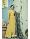 Yellow Pure Viscose Maslin Party Wear Palazzo Suit