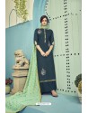 Teal Blue Pure Viscose Maslin Party Wear Palazzo Suit