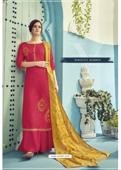 Rani Pink Pure Viscose Maslin Party Wear Palazzo Suit