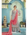 Grey Pure Viscose Maslin Party Wear Palazzo Suit