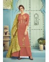 Brown Pure Viscose Maslin Party Wear Palazzo Suit