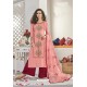 Peach And Maroon Maslin Silk Party Wear Designer Palazzo Suit