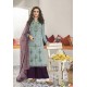 Turquoise And Purple Maslin Silk Party Wear Designer Palazzo Suit