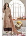 Light Brown And Coffee Maslin Silk Party Wear Designer Palazzo Suit