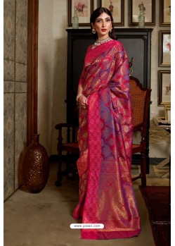 Red And Purple Shade Soft Silk Weaving Party Wear Saree