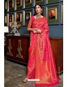 Red Soft Silk Weaving Party Wear Saree