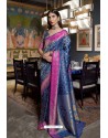 Dark Blue Soft Silk Weaving Party Wear Saree