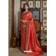 Tomato Red Soft Silk Weaving Party Wear Saree