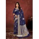 Navy Blue Designer Dola Silk Party Wear Saree