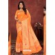 Orange Designer Dola Silk Party Wear Saree