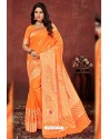 Orange Designer Dola Silk Party Wear Saree