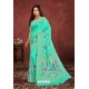 Aqua Mint Designer Dola Silk Party Wear Saree