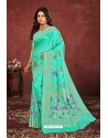 Aqua Mint Designer Dola Silk Party Wear Saree