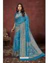 Blue Designer Dola Silk Party Wear Saree