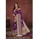 Violet Designer Dola Silk Party Wear Saree