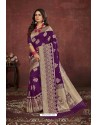 Violet Designer Dola Silk Party Wear Saree