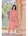 Peach Designer Viscose Muslin Casual Wear Salwar Suit