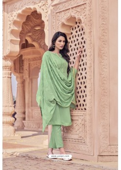 Green Designer Viscose Muslin Casual Wear Salwar Suit