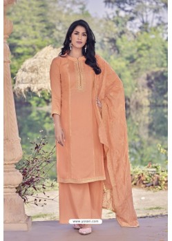 Light Orange Designer Viscose Muslin Casual Wear Salwar Suit