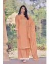 Light Orange Designer Viscose Muslin Casual Wear Salwar Suit