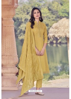 Mustard Designer Viscose Muslin Casual Wear Salwar Suit