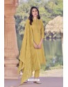 Mustard Designer Viscose Muslin Casual Wear Salwar Suit