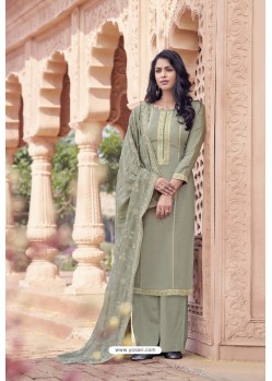 Grey Designer Viscose Muslin Casual Wear Salwar Suit