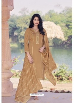 Light Brown Designer Viscose Muslin Casual Wear Salwar Suit