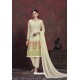 Lovely Cream Designer Chiffon Party Wear Salwar Suit