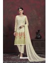 Lovely Cream Designer Chiffon Party Wear Salwar Suit