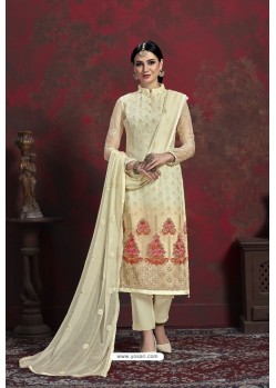 Modern Cream Designer Chiffon Party Wear Salwar Suit