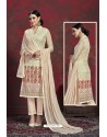 Perfect Cream Designer Chiffon Party Wear Salwar Suit