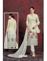 Amazing Cream Designer Chiffon Party Wear Salwar Suit